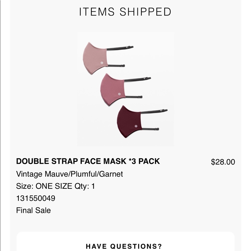 lulu lemon athletic face masks